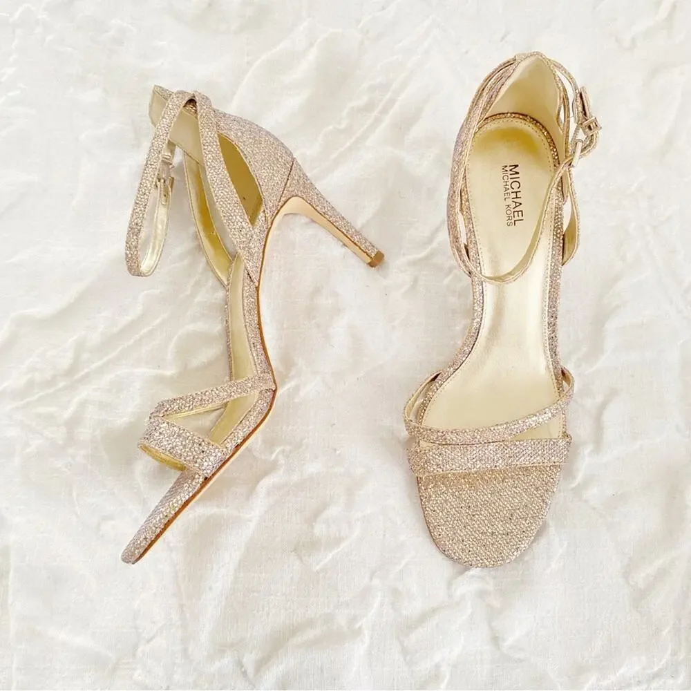 Michael Kors Kimberly Glitter Mesh Sandal Size 9.5